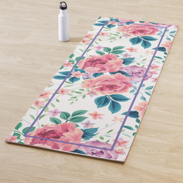Tapis De Yoga Pastel rose vintage rose mat de yoga motif (En situation)