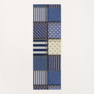 Tapis De Yoga Patchwork Denim bleu