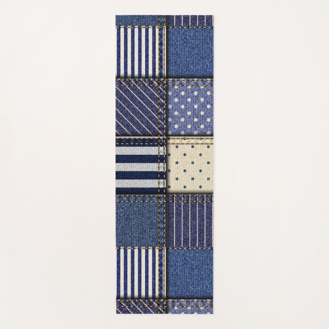 Tapis De Yoga Patchwork Denim bleu (Devant)