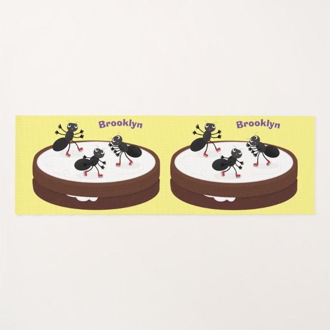 Tapis De Yoga Patinage sur glace de fourmis joyeuses sur dessin  (Devant (Horizontal))