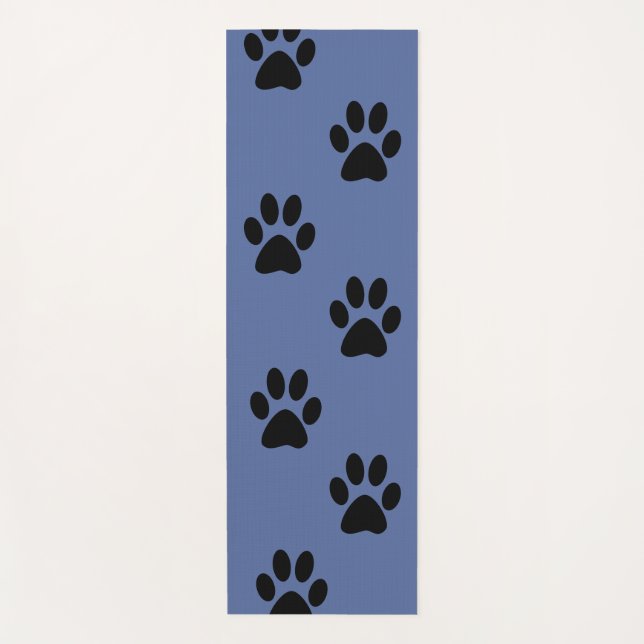 Tapis De Yoga Paws prints yoga mat black and blue (Devant)