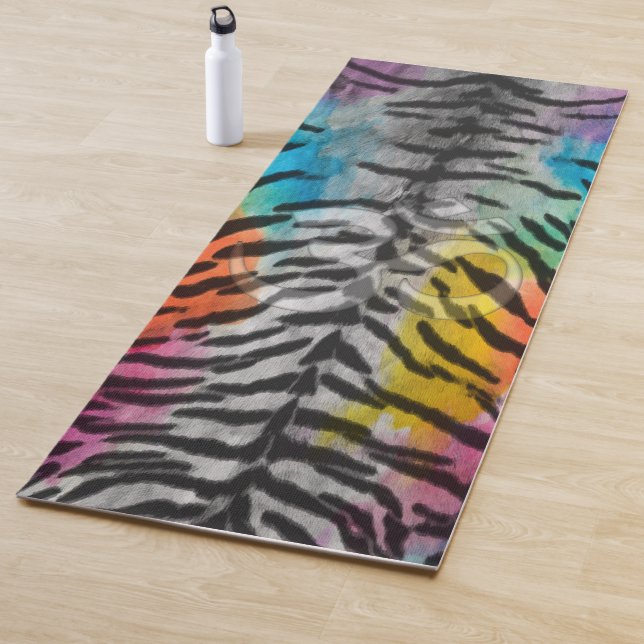 Tapis De Yoga Peau de tigre de nuit psychédélique Imprimer (En situation)