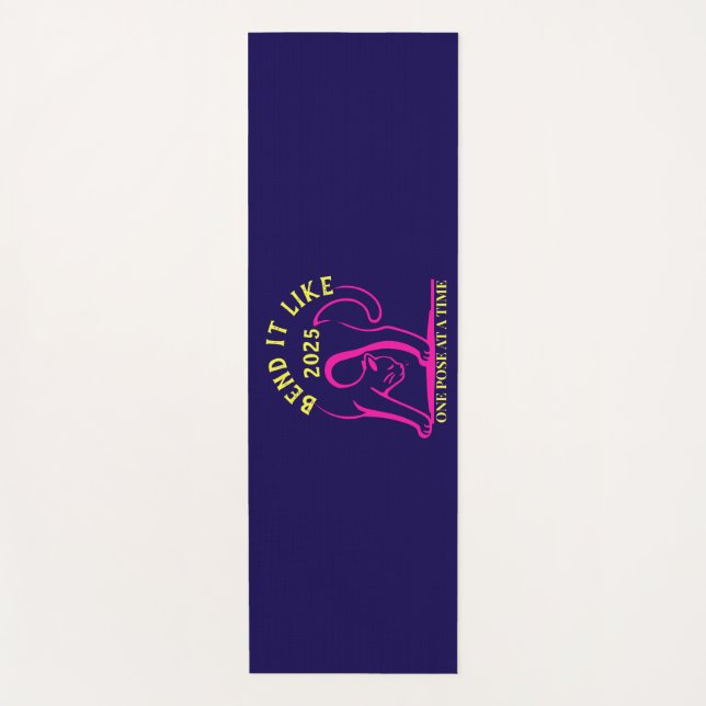 Tapis De Yoga Personnalisable "Plier comme 2025" Yoga Cat (Devant)