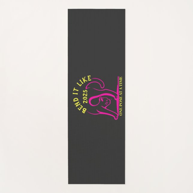 Tapis De Yoga Personnalisable "Plier comme 2025" Yoga Cat (Devant)