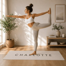 Tapis de Yoga Personnalisé Beige Moderne