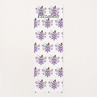 Tapis De Yoga Personnalisé élégant floral violet gris violet