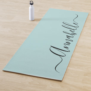 Tapis de Yoga Personnalisé Nom Aqua Vert Menthe