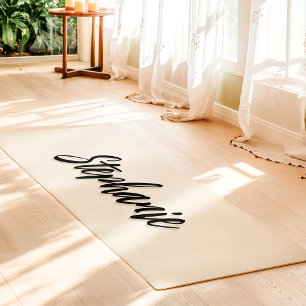 Tapis de yoga personnalisé simple en ivoire et noi