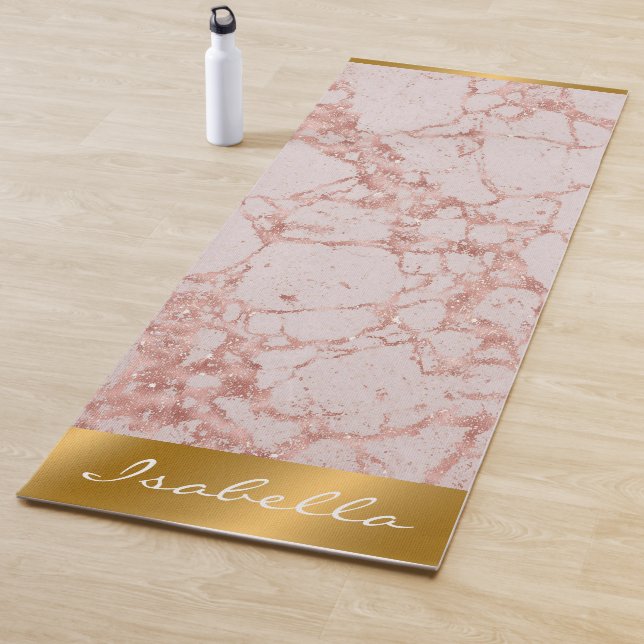 Tapis De Yoga Personnaliser en marbre Parties scintillant rose r (En situation)