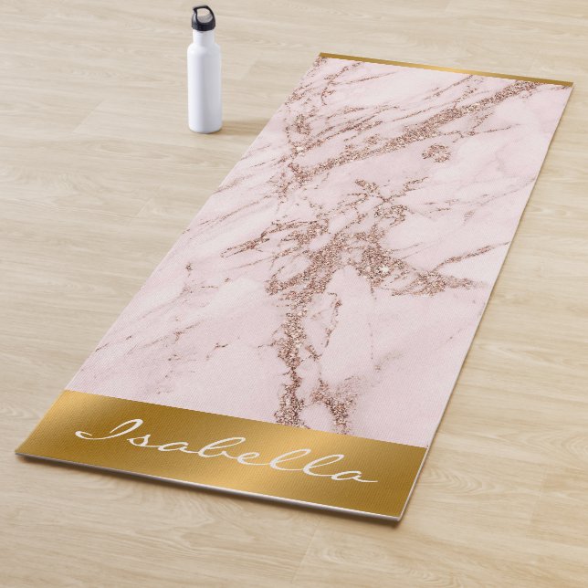 Tapis De Yoga Personnaliser en marbre Parties scintillant rose R (En situation)
