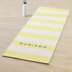 Tapis De Yoga Personnalisez les rayures jaunes et blanches de
