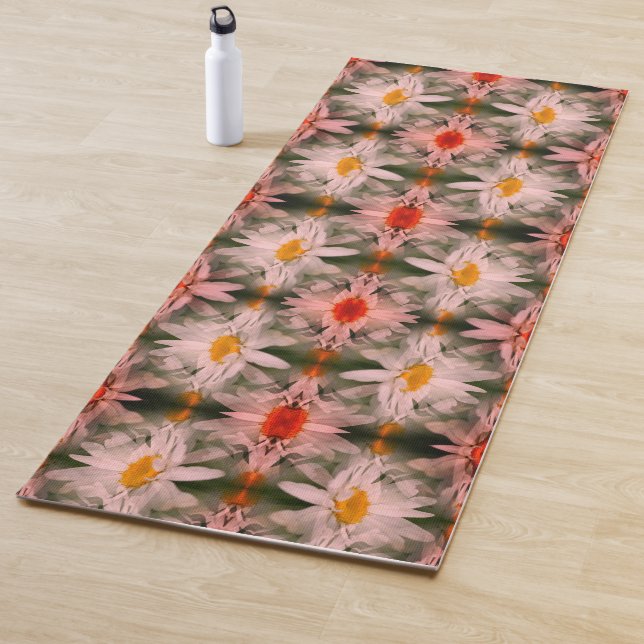 Tapis De Yoga Pétales de Fleur Blancs Abstraits (En situation)