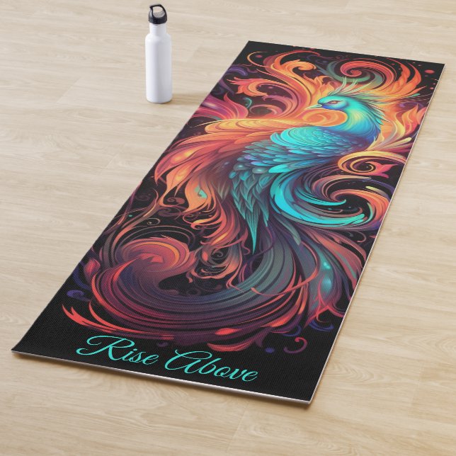 Tapis De Yoga Phoenix Orange Black Turquoise Bold (En situation)
