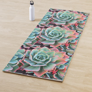 Tapis De Yoga Photo de gros plan moderne vert menthe et cactus r