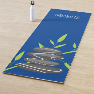 Tapis De Yoga Pierres zen personnalisées et bleu plante de bamb