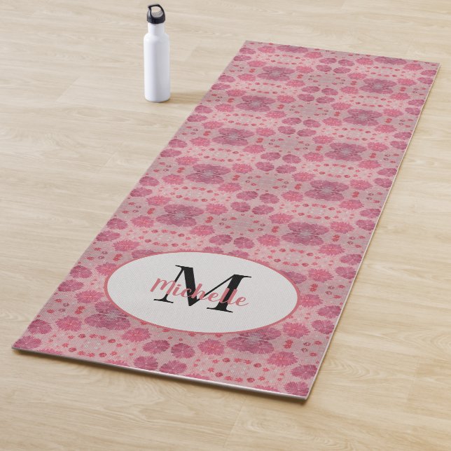 Tapis De Yoga Pies roses Monogrammes floraux Yoga Mat (En situation)