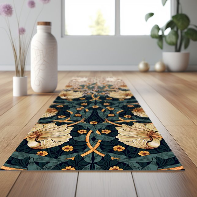 Tapis De Yoga Pimpernel Turquoise & Chaud Blanc William Morris (Créateur téléchargé)