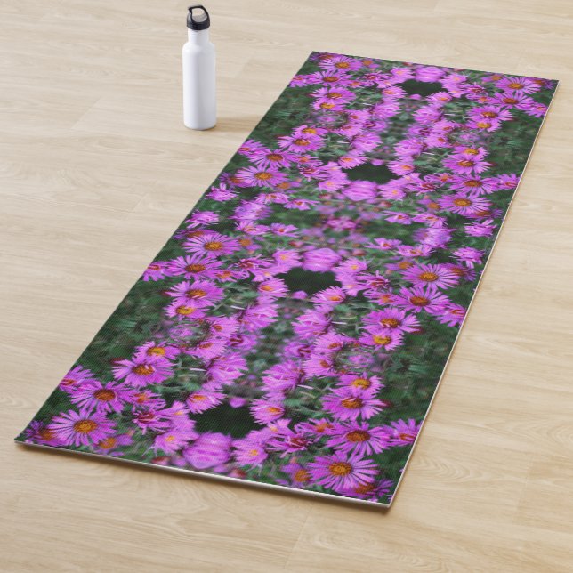 Tapis De Yoga Pink Autumn Aster Flowers Abstrait (En situation)