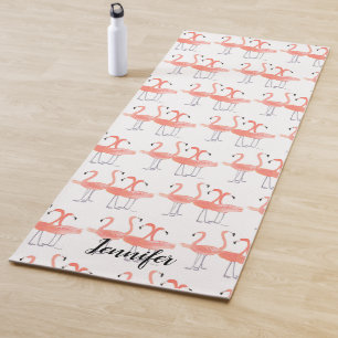 Tapis De Yoga Pink flamingo Pâtes tropicales aquarelle pastel