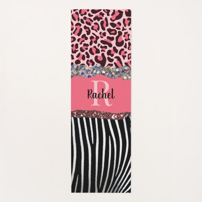 Tapis De Yoga Pink Girly Glitz Parties scintillant à billes de v (Devant)