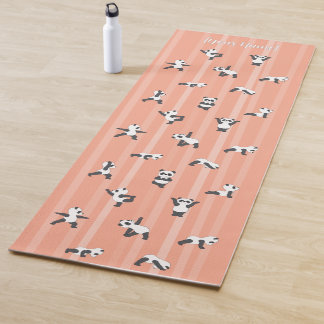 Tapis De Yoga Pink Panda Yoga Mat Custom Name Same on Both Sides