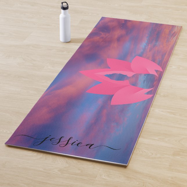 Tapis De Yoga Pink Purple Sky Bouddha Lotus Personnalisé (En situation)