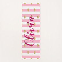 Pink Stripes & Gold Polkadot Personnalisé
