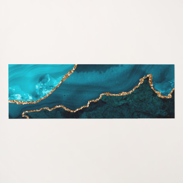 Tapis De Yoga PixDezines Aquarelle Agate, Parties scintillant Tu (Dos (Horizontal))
