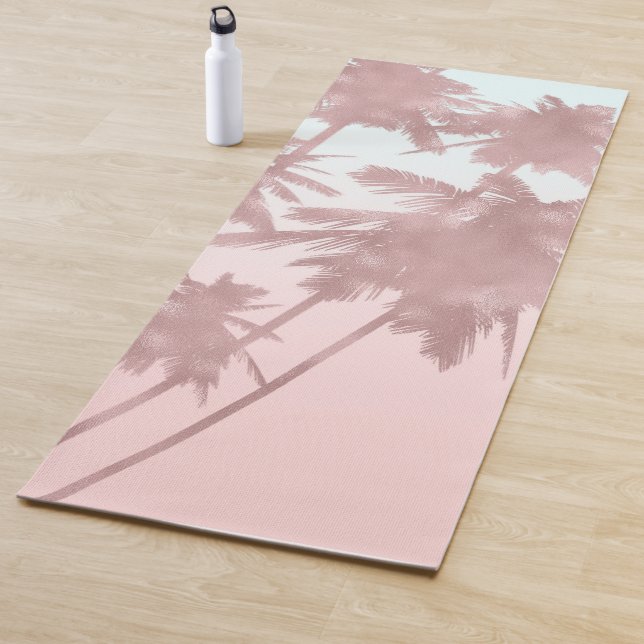 Tapis De Yoga Plage de Palmiers roses Gold Rose Ombre Palmiers C (En situation)