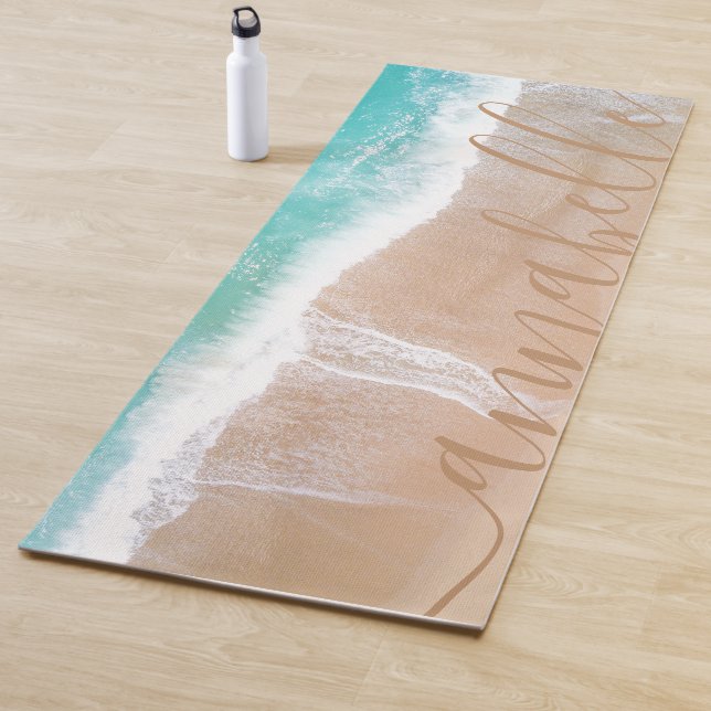 Tapis De Yoga plage de sable tropical méditation océanique perso (En situation)