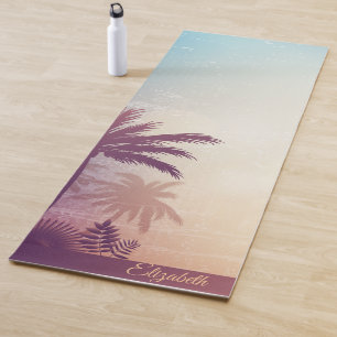 Tapis De Yoga Plage Tropical Palms