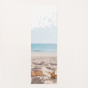 Tapis De Yoga Plage tropicale Cool branchée, coquillages de sabl