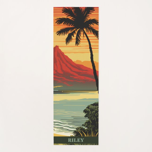 Tapis De Yoga Plage tropicale hawaïenne et palmier Yoga Mat (Devant)
