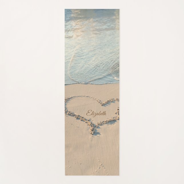 Tapis De Yoga Plage tropicale, Sable, Coeur Personnalisé (Devant)