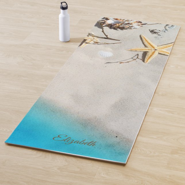 Tapis De Yoga Plage tropicale, Sable, Coquillage, Plage - Person (En situation)