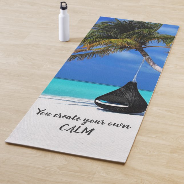 Tapis De Yoga Plage tropicale, Sable, Palme - Personnalisé (En situation)