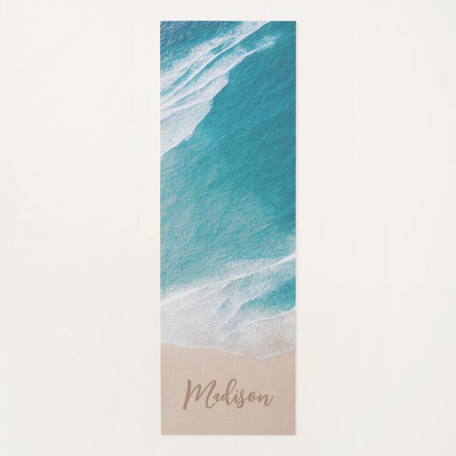 Tapis De Yoga Plage tropicale Vagues océaniques Yoga personnalis (Devant)