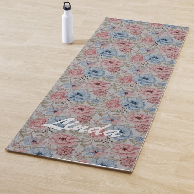 Tapis De Yoga Plat Rose Et BleuAL (En situation)