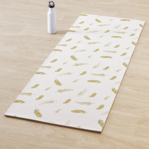 Tapis De Yoga Plumes Dorées