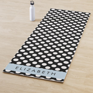 Tapis De Yoga Pois noirs et blancs, pointillés, Votre nom