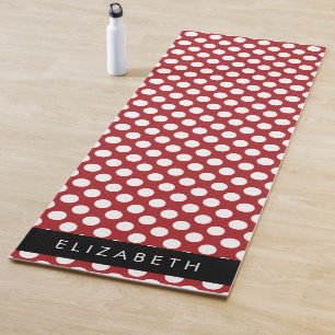 Tapis De Yoga Pois Rouges, Motif Polka Dot, Votre Nom
