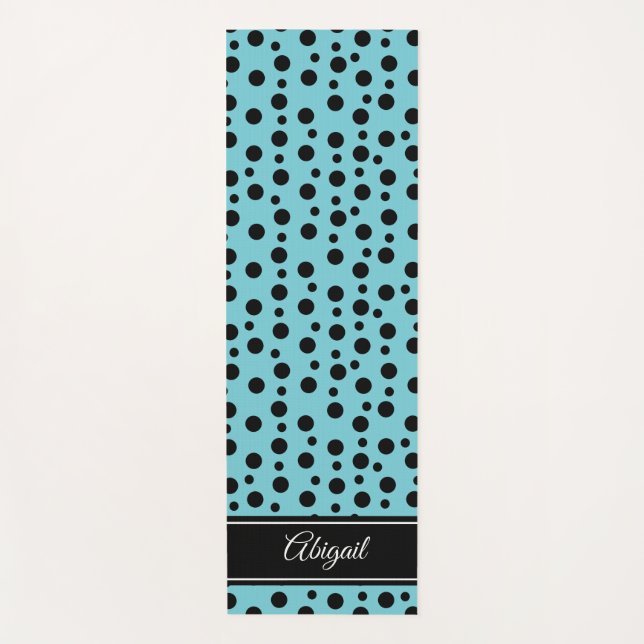 Tapis De Yoga Polka Noir Personnalisé Point Bleu Zen Yoga Mat (Devant)