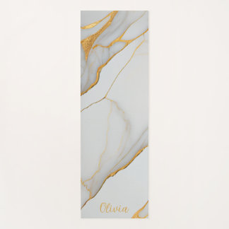 Tapis De Yoga Porte en marbre blanc et or