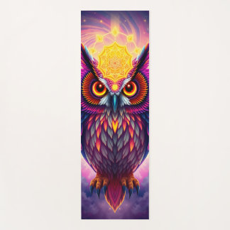 Tapis De Yoga Portrait de hibou néon : Art à tourbillons psychéd