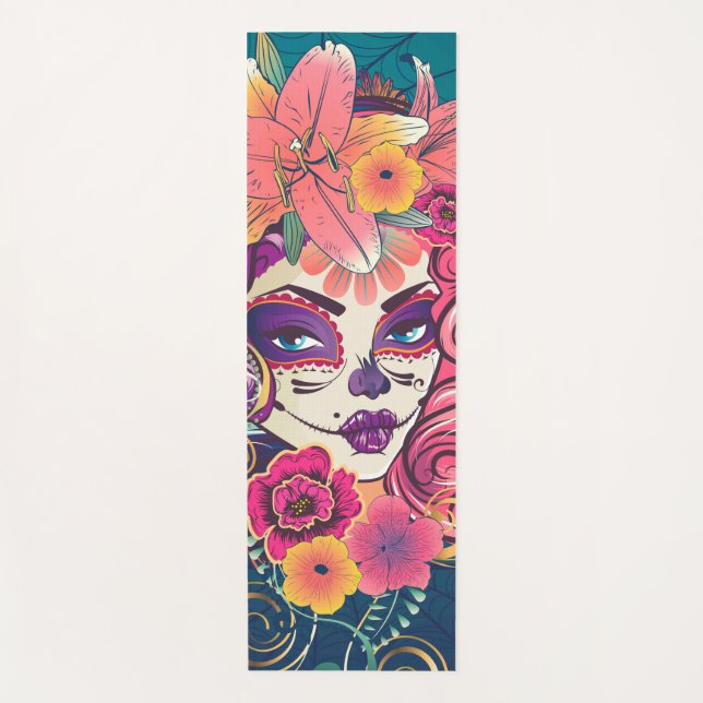 Tapis De Yoga Portrait d'une couronne de fleurs (Devant)