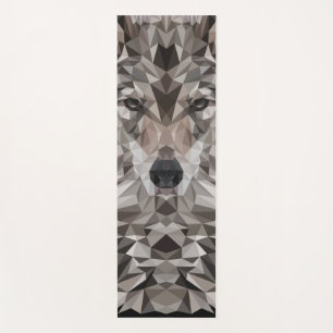 Tapis De Yoga Portrait géométrique du loup gris