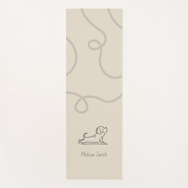 Tapis De Yoga Pose de Chien vers le haut minimaliste chiot beige (Devant)