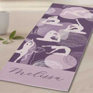 Tapis De Yoga Pose de Yoga Abstrait moderne Boho esthétique viol