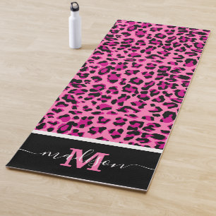 Tapis De Yoga poster de animal Leopard Monogram rose