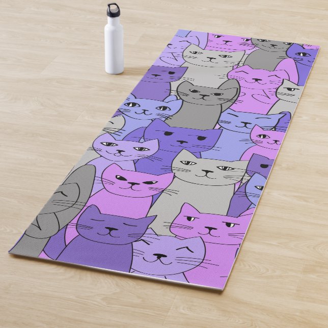 Tapis De Yoga Purple Chats Design Yoga Mat (En situation)